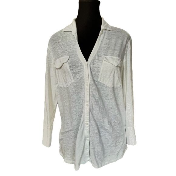 J. McLaughlin Brynn Linen Shirt Women's Size Large Lightweight Top - Picture 3 of 9